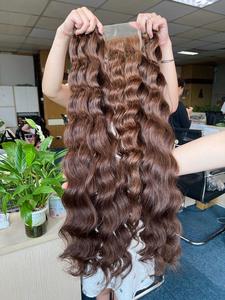 Extensiones de Cabello Humano Virgen Remy Vietnamita Super Double Drawn, Color Marrón Natural Ondulado, Doble Trama para Trenzas - Product Image 5