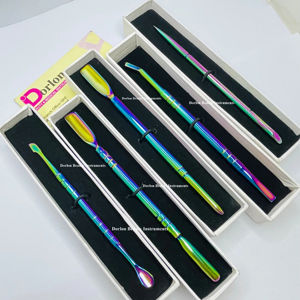 ที่ดันหนังกำพร้าสีรุ้งแบบมืออาชีพทำจากสแตนเลสอุปกรณ์ทำเล็บแบบสองด้านอุปกรณ์ทำความสะอาดเล็บ - Product Image 1