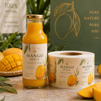 Rouleaux d'étiquettes personnalisées pour jus de fruits, autocollants imperméables imprimés pour bouteilles de boissons, étiquettes en rouleau de plastique pour emballage de boissons