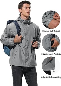 Equipo de lluvia de ciclismo para hombres Chaqueta cortavientos de Primavera de camuflaje con revestimiento empacable Rendimiento impermeable - Product Image 5