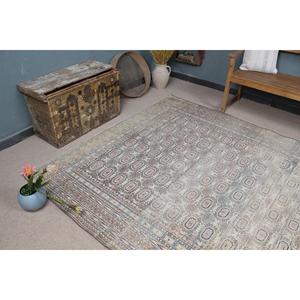 Alfombra vintage, alfombra turca grande de 6.3x9.3 pies, alfombra de lana azul con lunares - Product Image 5