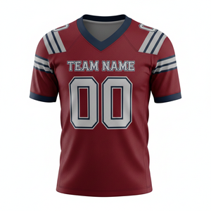 Maillot d'entraînement de football américain personnalisé pour adultes, manches courtes, respirant, option grande taille, 100 % polyester, col en V - Product Image 1