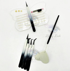 Pinzas de extensión de pestañas de acero inoxidable con etiqueta personalizada de alta calidad, punta de fibra mitad negra y mitad blanca para uso en cejas - Product Image 1