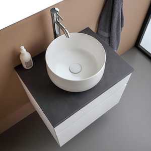 Shanghai 60cm Wall-Hung Bathroom Cabinet <b>White</b> <b>Drawer</b> and Anthracite Top Modern Bathroom <b>Sets</b> - Product Image 4