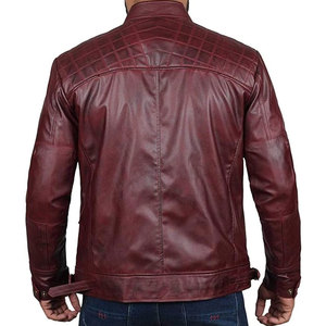 Veste de motard en cuir pour hommes coupe-vent à col personnalisé pour motocyclette Manteau en cuir à manches longues coupe ajustée avec fermeture éclair - Product Image 4