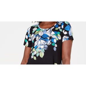 JM Collection Top da donna nero con scollo rotondo, taglia piccola, stampato, per il tempo libero - Product Image 2