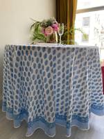 Nappe imprimée de bloc de main floral bleu et blanc pour mariage décor à la maison événements fêtes en plein air jardin pique-niques Tables d'appoint