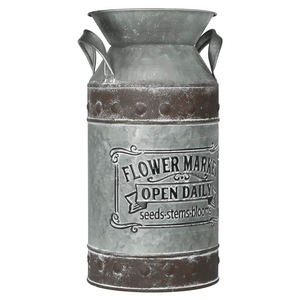 Nouvelle arrivage Dernière conception Canette à lait galvanisée avec base rustique Milieu de finition personnalisée Métal Vintage Design Canne à lait à vendre - Product Image 1