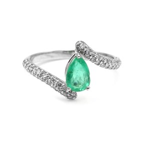 Anillo de Esmeralda con Corte de Pera Genuino, Joyería Fina de Boda, Plata de Ley 925, Chapado en Oro de 14k, Anillo de Lujo para Mujer - Product Image 4