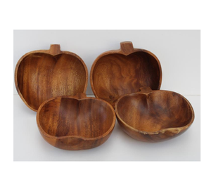 Nouveau bol en bois à la mode Vaisselle 2 bols la plus vendue en forme de pomme personnalisée utilisée - Product Image 4