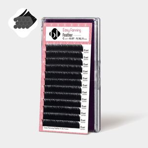 Extensions de cils préfabriquées Easy Fanning Lash (Pluma) 0.03 en fibre Keraflex PBT, longueur 7mm, courbes CC LC DD CD, modèle 6D - Product Image 1