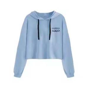 OEM conception personnalisée femmes Crop Hoodie vente en gros coton tissu Streetwear fournisseur - Product Image 1