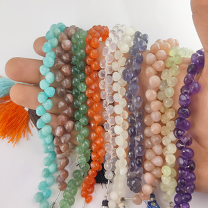 Cuentas de piedras preciosas naturales de fresa verde, hebra de 7mm, corte facetado, diseño de gota de cebolla, estilo de moda de 8 pulgadas de largo para collar de pulsera - Product Image 5