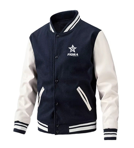 Chaqueta de hombre teñida lisa de calle alta bordada superventas chaqueta universitaria de hombre con manga de cuero personalizada de béisbol Letterman Varsity - Product Image 1