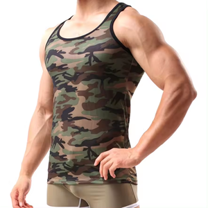 Personnalisé Camouflage Sublimation Imprimé Hommes Sportswear Fitness Débardeurs 100% Polyester Gym Sans Manches T-shirts - Product Image 3