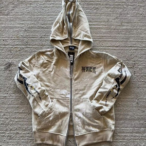 Ropa de calle personalizada, diseño impreso regular, serigrafía con capucha, cremallera, lavado de algodón, cremallera, diamantes de imitación, Sudadera con capucha para hombres - Product Image 1