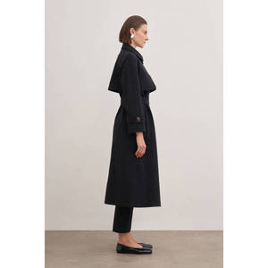Manteau trench en laine vintage pour femme, à double boutonnage, avec garniture en fourrure - Product Image 4