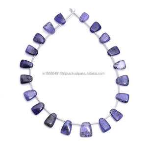 Meilleures perles d'iolite naturelle de qualité supérieure lisse forme fantaisie brin de pierres précieuses bleues 6x8-9x11mm 30 carat pour bijoux faits à la main de haute qualité - Product Image 1