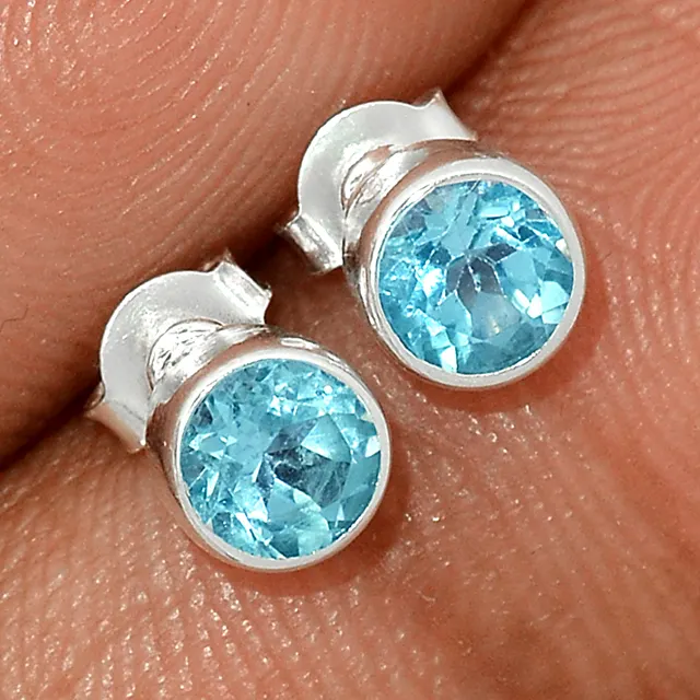Resizable Blue Heart Natural Blue Topaz Gemstone Earring 925 Solid Sterling Silver Jewelry