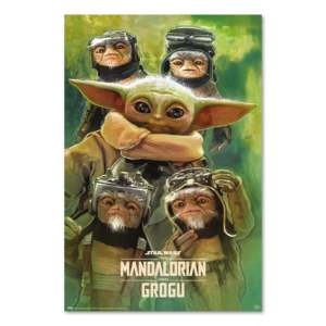 Modern Style the Mandalorian & Grogu <b>Poster</b> Featuring Grogu & the Anzillans Made of Paper - Product Image 1