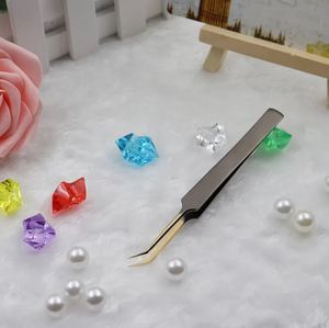Pinces à épiler pour extensions de cils en acier inoxydable avec revêtement coloré, pointe semi-courbée pour une prise facile des cils et une utilisation facile du maquillage - Product Image 6