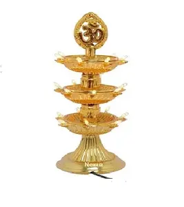 Электрическая индийская Puja латунная масляная лампа Golden Diya с гравировкой дизайн для diwali jyoti Kuber Diya оптовая продажа diya