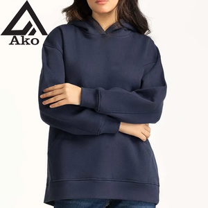 เสื้อฮู้ดดี้ลำลองมีสไตล์สำหรับผู้หญิง สีกรมท่า สวมใส่สบาย รับผลิตแบบ OEM พร้อมปักโลโก้ลายการ์ตูนด้านหน้า คุณภาพสูง ผลิตจากผ้าฝ้าย 100% โดย Ako - Product Image 1