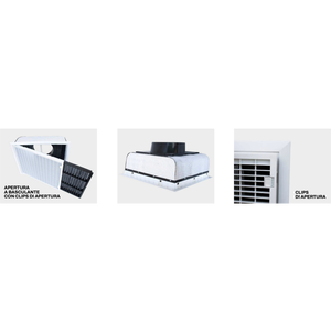 Rejilla de entrada de aire de plástico ABS blanca abrible Tecnosystemi con filtro extraíble y pleno integrado para techos falsos y rejillas de ventilación - Product Image 6