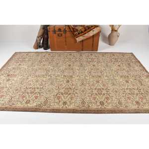 Turkish Rug, 0.4x8 ft Vintage Rug, <b>Brown</b> Red Floral <b>Wool</b> Rug - Product Image 3