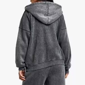 Blank Vintage Acid Wash 2 en 1 Sweat à capuche zippé d'hiver lourd pour femme 100% coton - Product Image 6