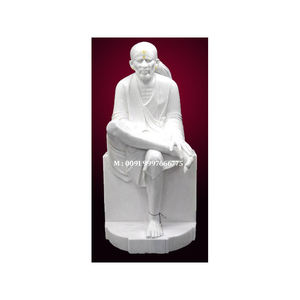 Belle statue de Dieu Sai Baba en marbre blanc naturel, faite à la main, en position assise, de haute qualité, à utiliser pour la décoration de la maison et comme cadeau - Product Image 1