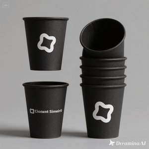 Vaso de papel negro ecológico con diseño impreso en blanco 8 oz 100 paquetes desechables y elegantes - Product Image 5