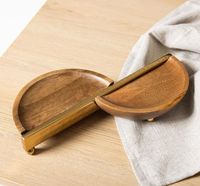 Vente en gros bol de plateau de service en bois de style arabe pour le Ramadan chocolat et dessert finition or et blanche pour Diwali