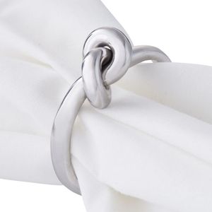 Luxury Minimalist Gold Knot Napkin Ring Modern Stainless Steel Metal Loop Holder for Elegant Classic Weddings <b>Party</b> <b>Table</b> Decor - Product Image 5