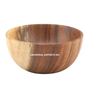 Bol à salade en bois forme ronde fait à la main en gros bol de service classique élégant bol à soupe en bois fantaisie - Product Image 3