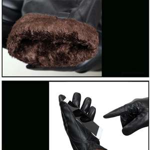 Guantes de conducción de cuero genuino de alta calidad de estilo clásico Nuevo accesorio de invierno de moda para hombres Mujeres Precio razonable Negro - Product Image 6