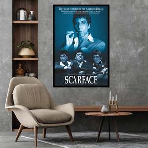 Modern Style Scarface <b>Poster</b> Black Frame Wall Decor Paper Material - Product Image 1