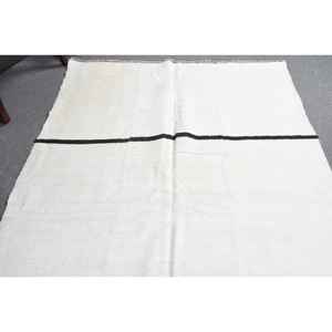 Alfombra Turca Vintage de 4.8x8.2 pies (147x251 cm), Alfombra Kilim Marroquí Blanca - Product Image 4