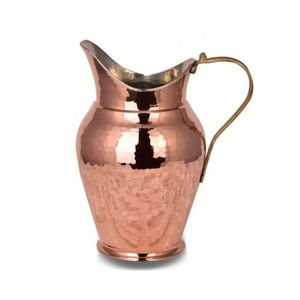 Hand Hammered Ottoman Style Antalya <b>Copper</b> Carafe No:2 for Beverage Service, Surahi NICKEL Color Authentic and Oriental Design - Product Image 4