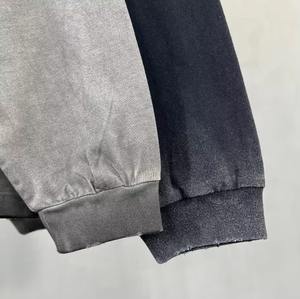 Jersey de lavado ácido Vintage para hombre, sudaderas transpirables de alta calidad, sudaderas de manga larga desgastadas de peso pesado para hombre, sudaderas de cuello redondo - Product Image 6