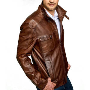 Chaqueta de moda para hombre de cuero exterior de alta calidad Chaqueta de invierno de moda de cuero hecha a medida - Product Image 3