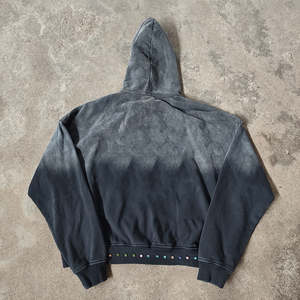 Streetwear de haute qualité poids lourd 100% coton grande taille Boxy en détresse lavage à l'acide sérigraphie sweats à capuche - Product Image 6