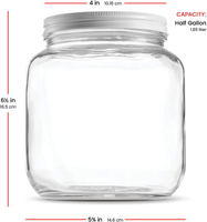 Dispenser Stoples Kaca 1 Galon (64 Oz) Tutup Ulir dengan Pilihan Plastik untuk Fermentasi Teh Matahari Kombucha & Penyimpanan Makanan Kering