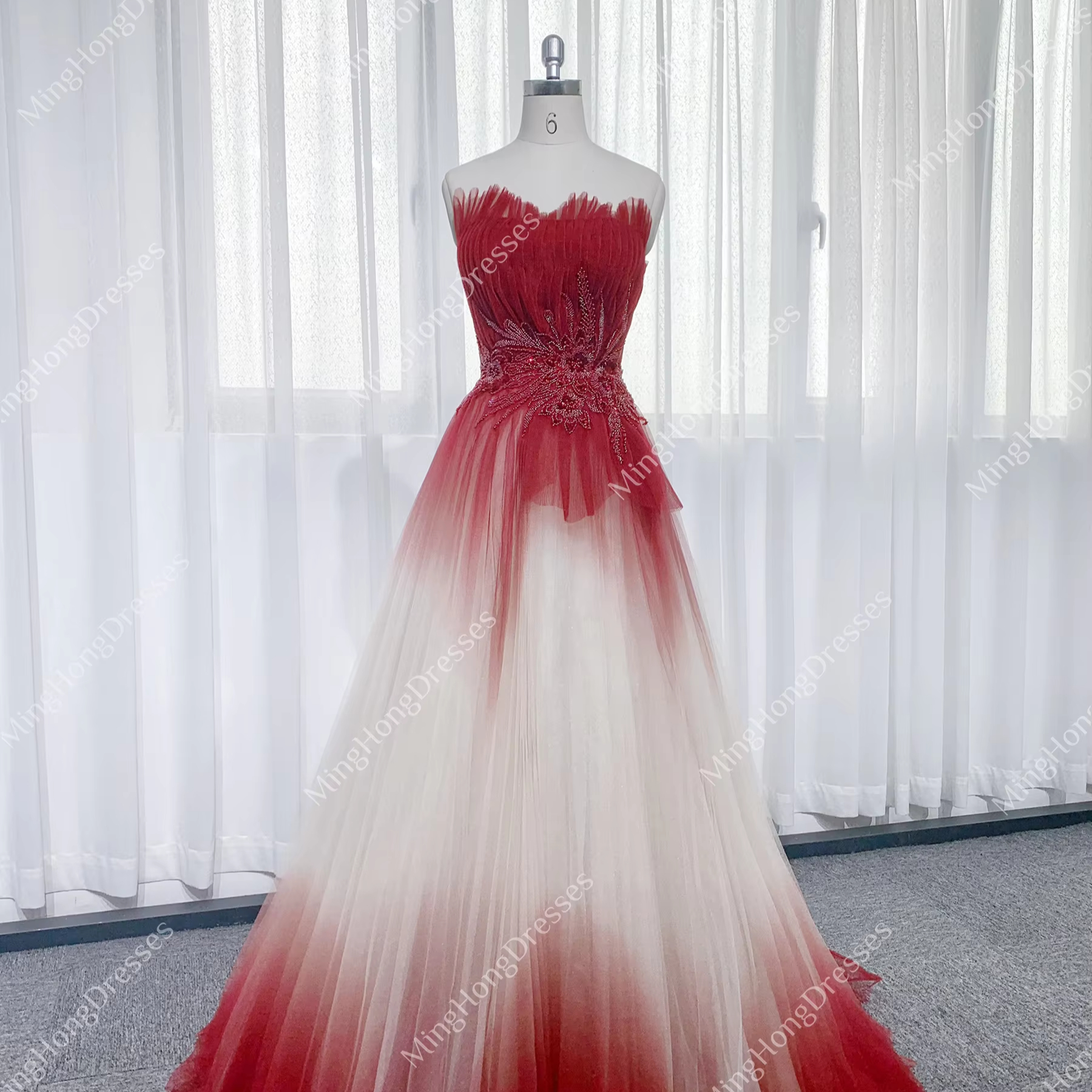 wedding dresses white red and black Prom Dress Gown Black Tulle And Red Sequins Long Prom Dress, Off you can order them in any size and color Red Ombre Wedding Dress Red