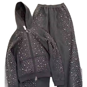 Winter Wear Rhinestone Tracksuit Top Quality Custom Logo Cotton Breathable Rhinestone Tracksuits For Men - Product Image 1