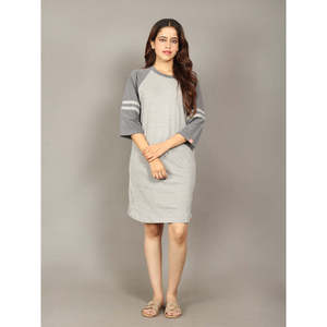 Chemise de nuit courte en jersey pour femme Evolve, 100 % coton, super douce, confortable, coupe ample, taille élastique, manches longues, taille XS, pour la maison - Product Image 1