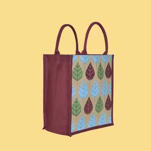 Reusable <b>Jute</b> <b>Fabric</b> Hand Carry Tote with Sturdy Build and Easy Handles for Vegetable Holding Office Meals and Market Use - Product Image 4