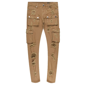 กางเกงยีนส์แฟชั่นใหม่สำหรับผู้ชายทรงสกินนี่ดีไซน์แบบกำหนดเองกางเกงยีนส์ขาเดฟสำหรับผู้ชายทรงสกินนี่คุณภาพสูง8กระเป๋า - Product Image 1