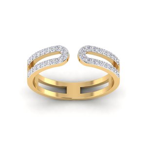Mode 14K jaune/blanc/bague en or Rose pour hommes femmes Unique manchette ouverte concepteur Simple bande Double laboratoire diamant rangée or mariage - Product Image 4