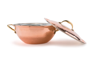 Tazón de Cobre Martillado a Mano con Revestimiento de Estaño, Asas de Latón, Diseño de Plantas, Forma Ovalada, Capacidad de 2L-3L, Estilo Americano Ecológico para Fiestas - Product Image 3